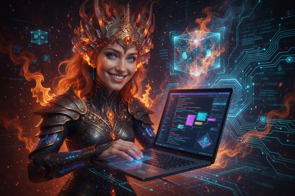 Landing page mockup showing design, structure, and business growth visuals